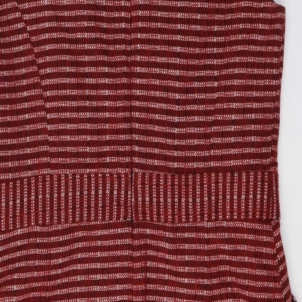 TU Womens Red Plaid Acrylic A-Line  Size 12  Round Neck Zip