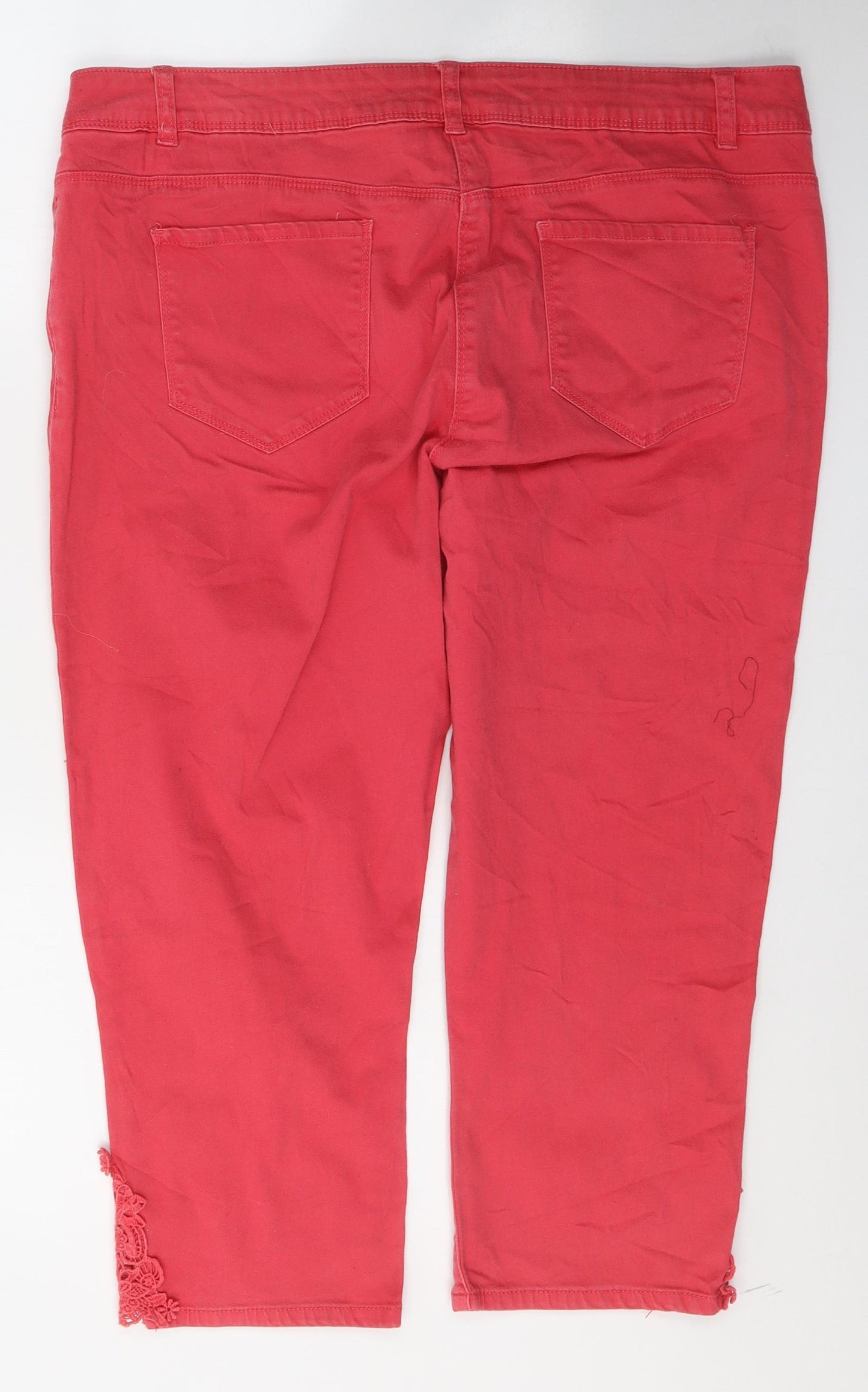 George Womens Pink  Cotton Cropped Jeans Size 18 L20 in Regular Button