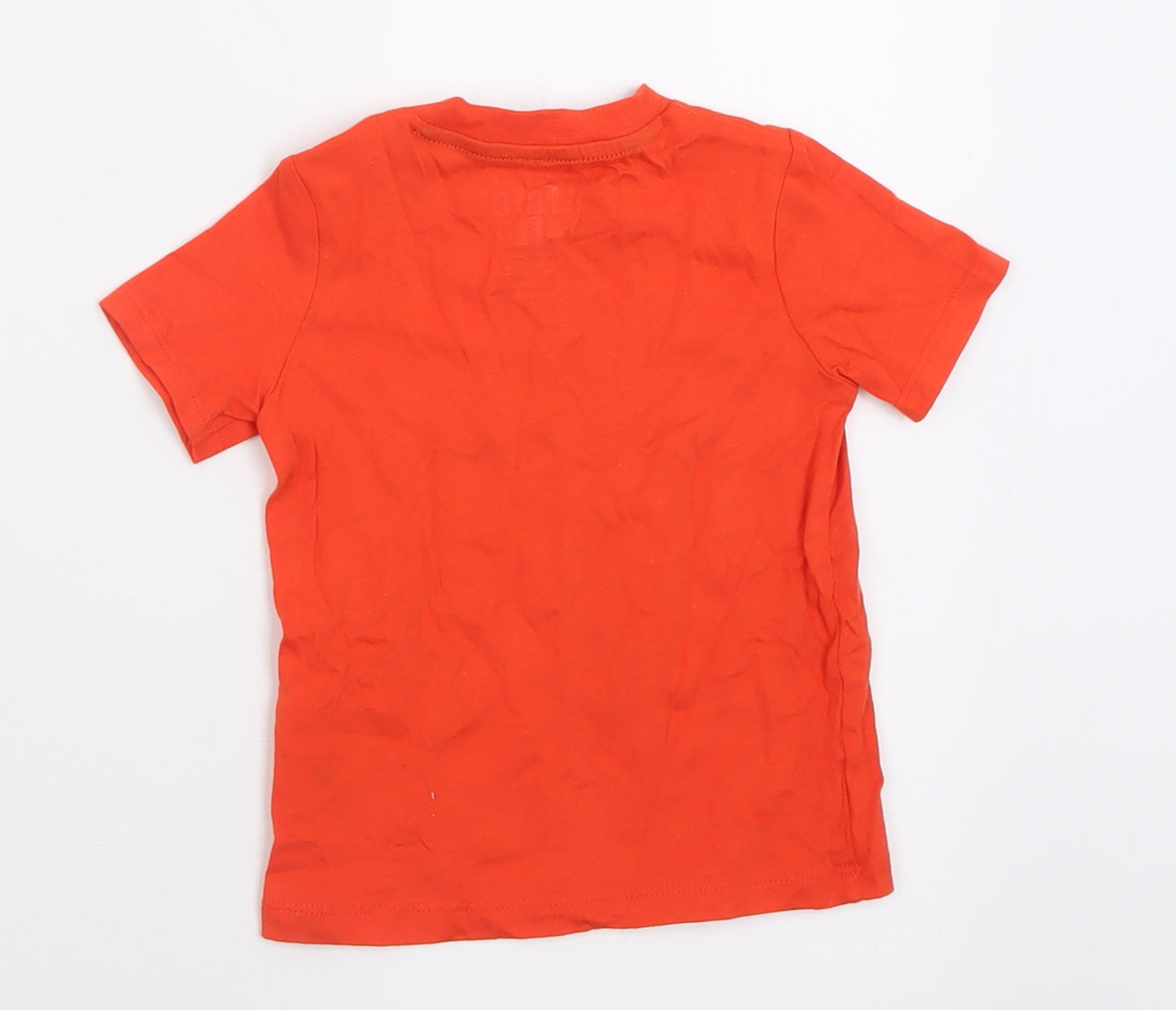 F&F Boys Red  Cotton Basic T-Shirt Size 9-12 Months Crew Neck Pullover - Tiger