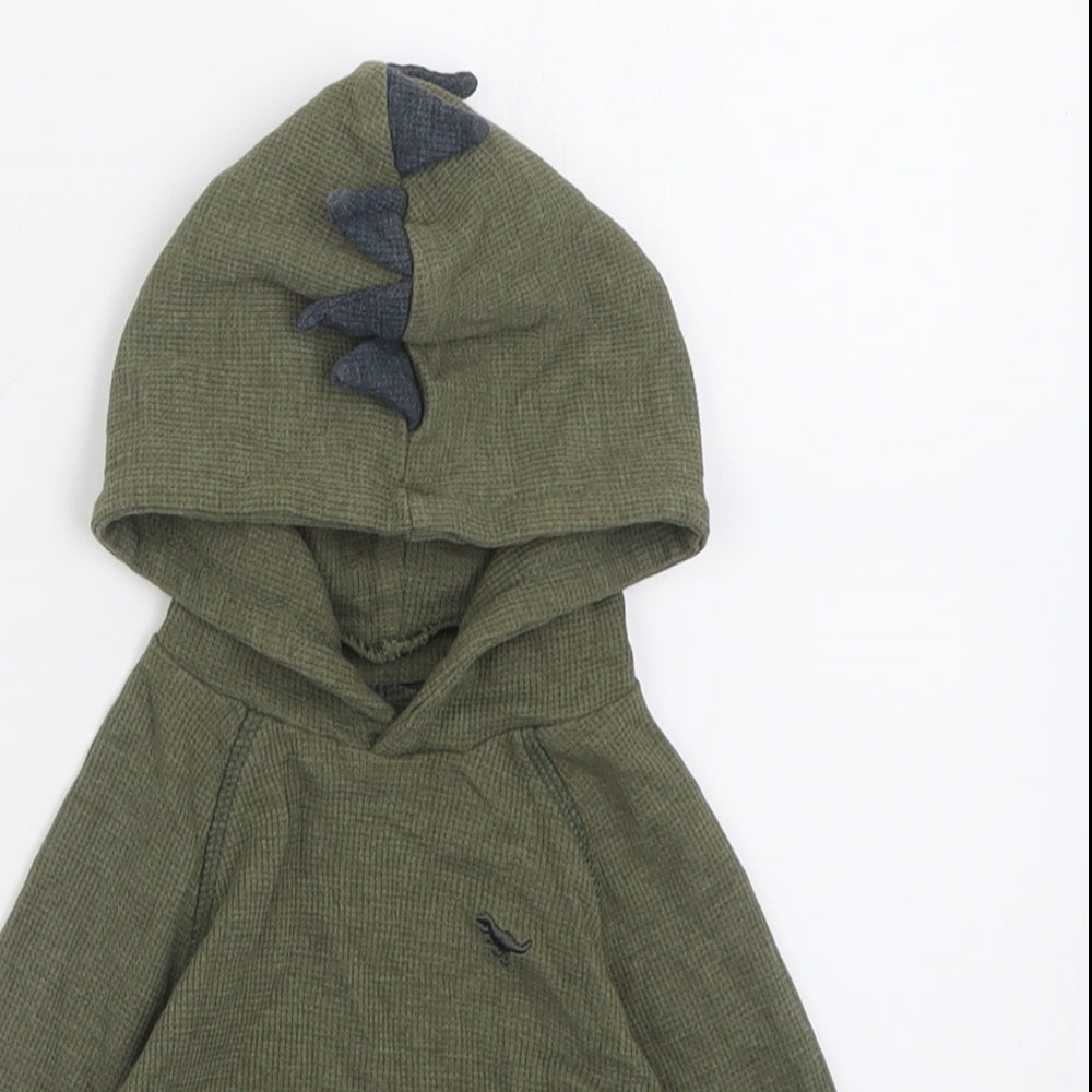 NEXT Boys Blue  Cotton Pullover Jumper Size 9-12 Months  Pullover - Dinosaur Hood