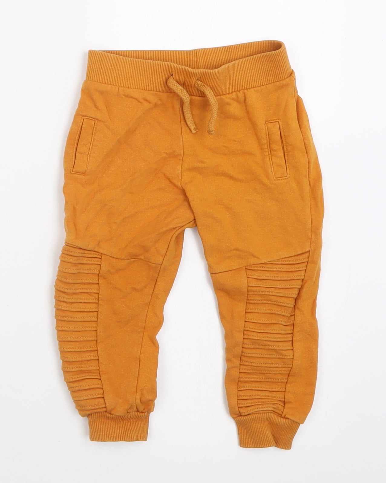 Primark Boys Yellow  Cotton Jogger Trousers Size 12-18 Months  Tie