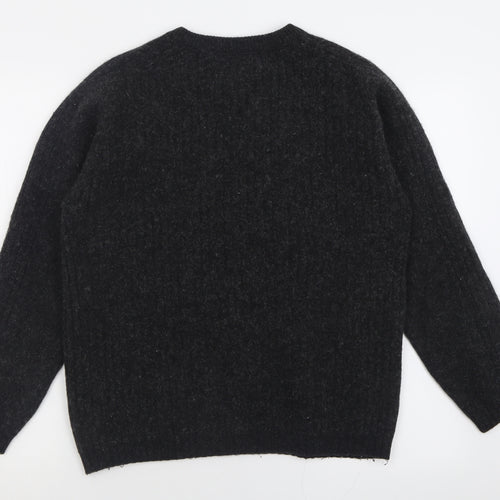 NEXT Mens Grey V-Neck  Wool Pullover Jumper Size L