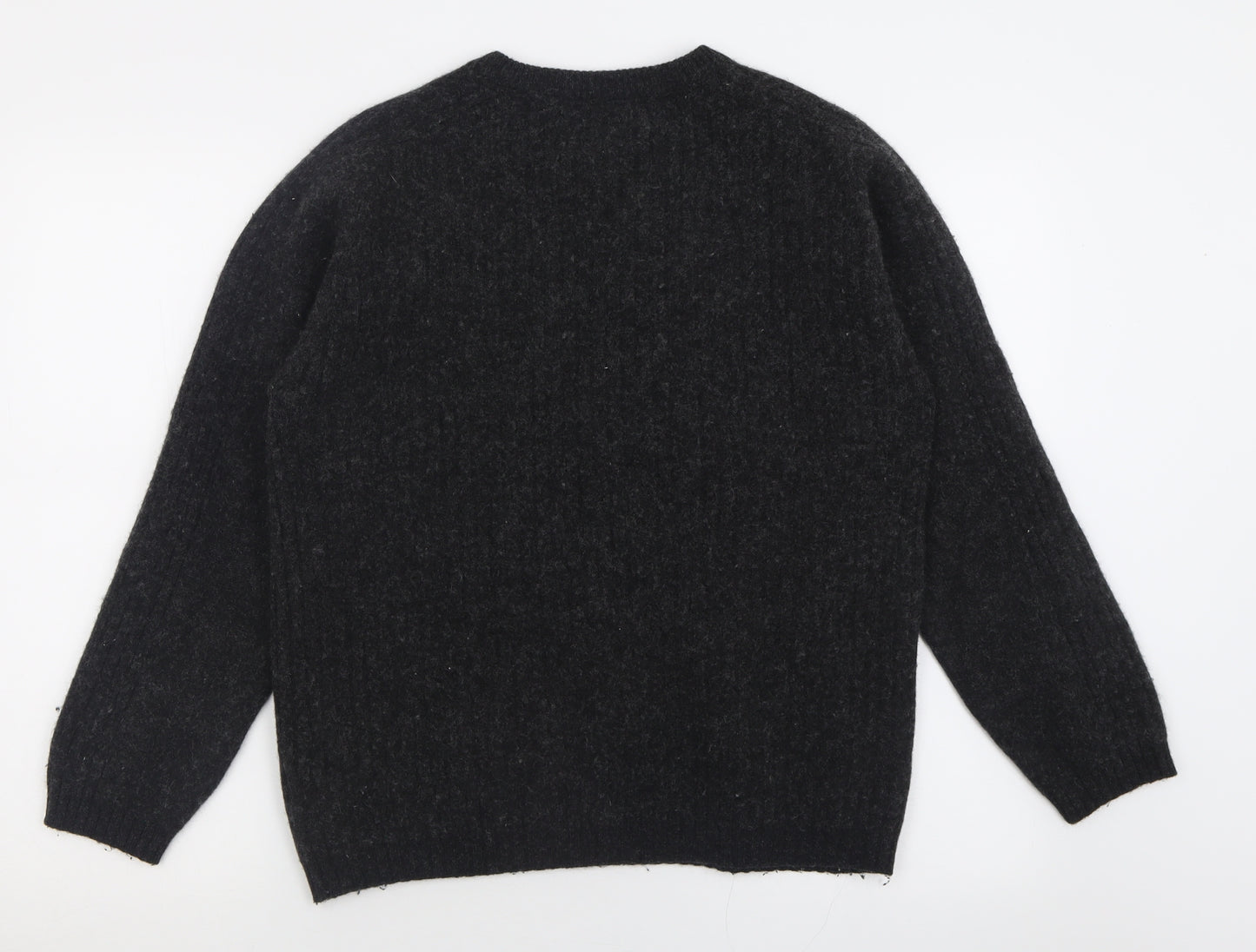 NEXT Mens Grey V-Neck  Wool Pullover Jumper Size L