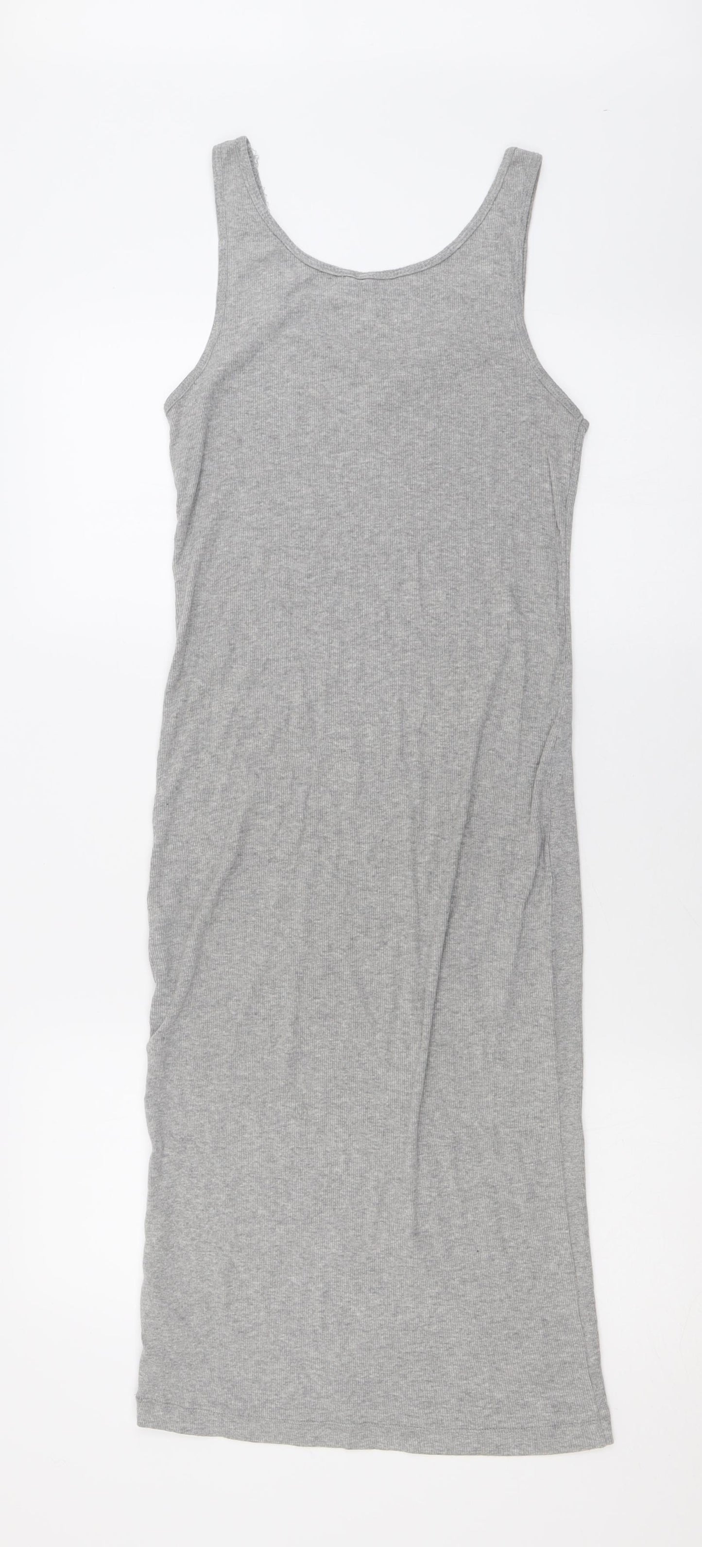 H&M Womens Grey  Cotton Bodycon  Size M  V-Neck Pullover