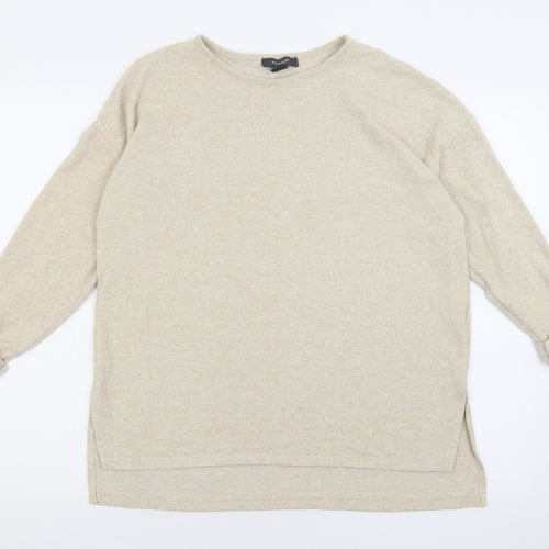 Primark Womens Beige Crew Neck  Polyester Pullover Jumper Size S