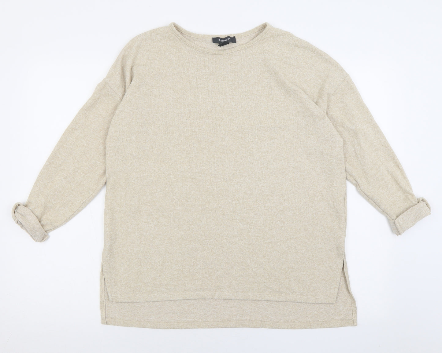 Primark Womens Beige Crew Neck  Polyester Pullover Jumper Size S