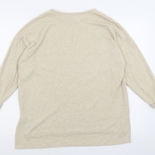 Primark Womens Beige Crew Neck  Polyester Pullover Jumper Size S