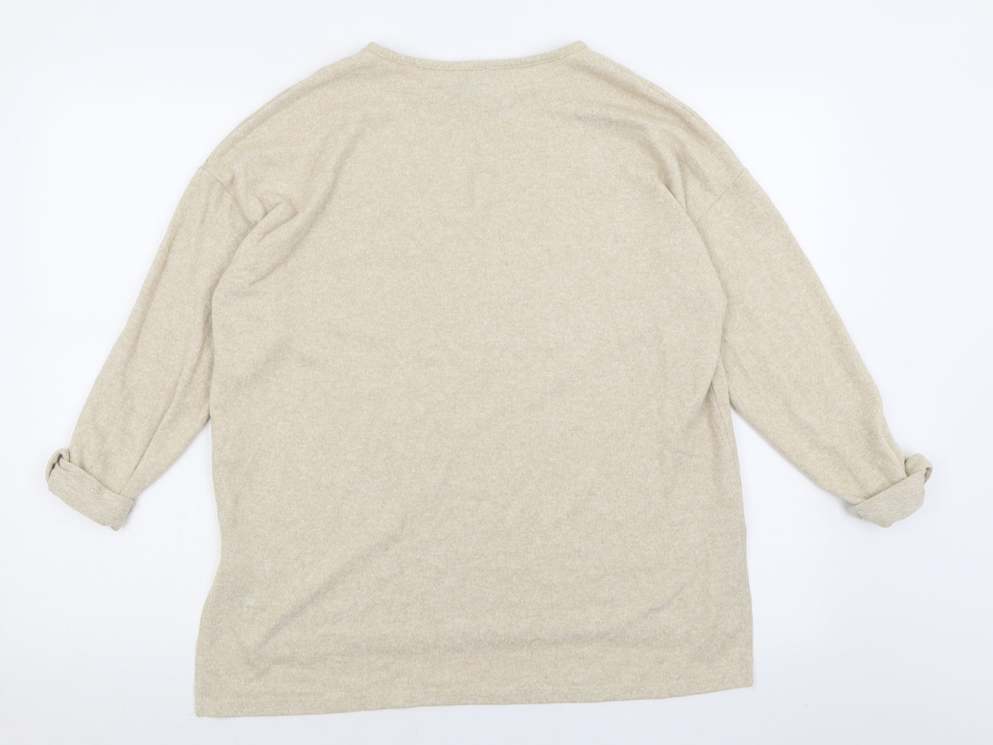 Primark Womens Beige Crew Neck  Polyester Pullover Jumper Size S