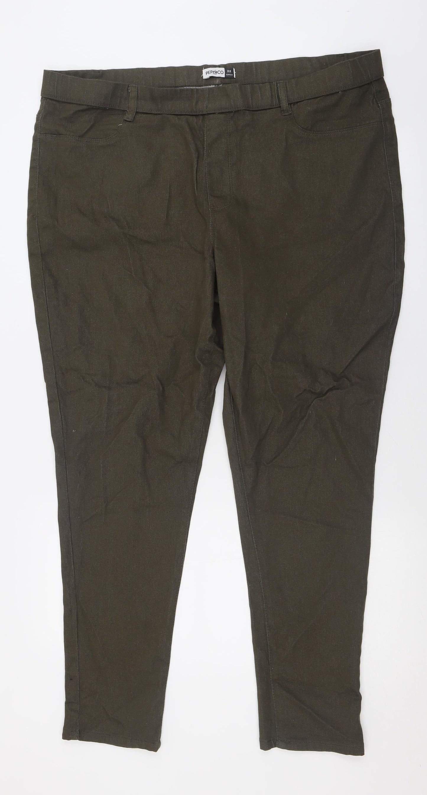 pep&co Womens Green  Cotton Jegging Trousers Size 22 L30 in Regular