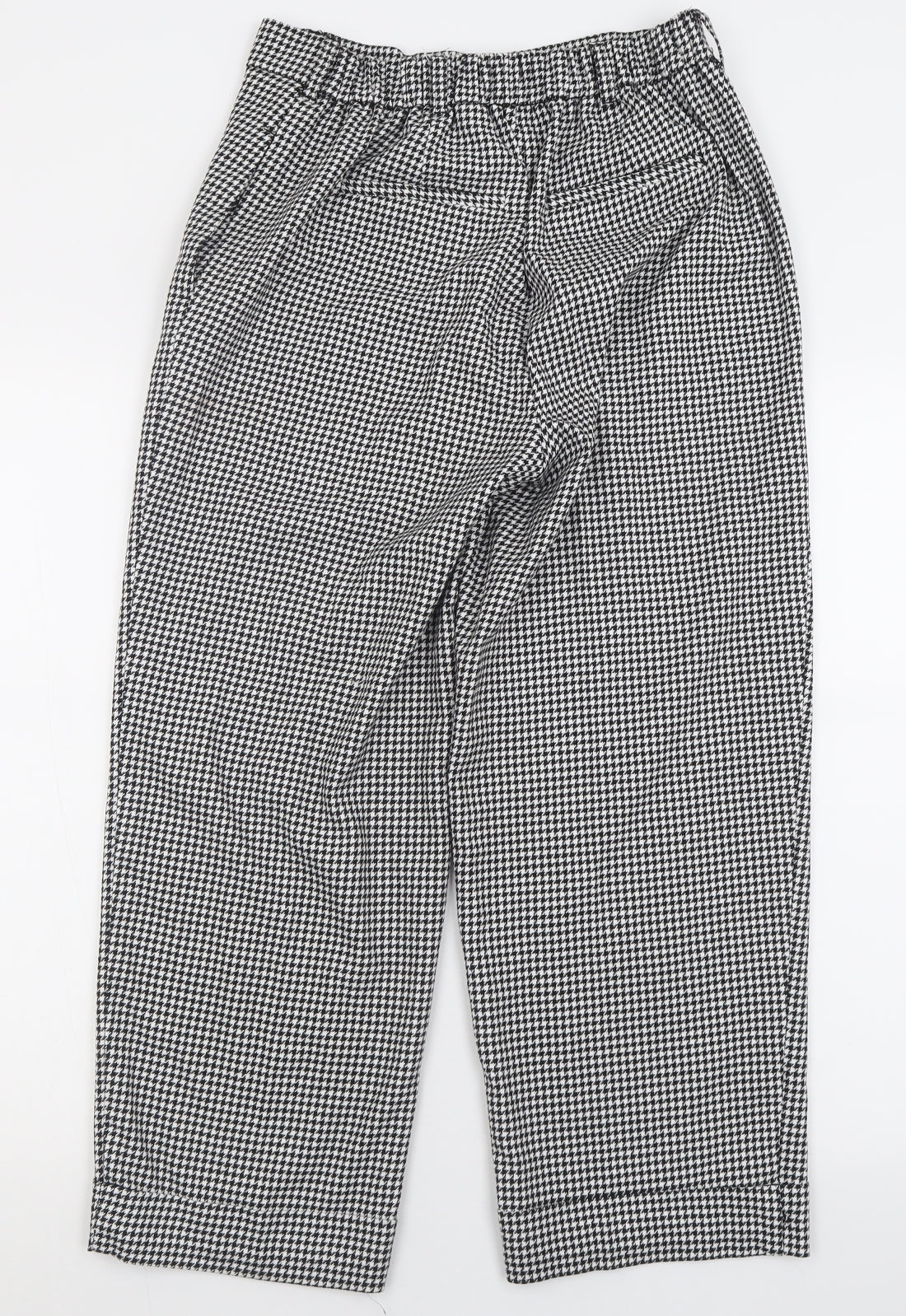 NEXT Womens White Plaid Polyester Trousers  Size 12 L25 in Regular Button