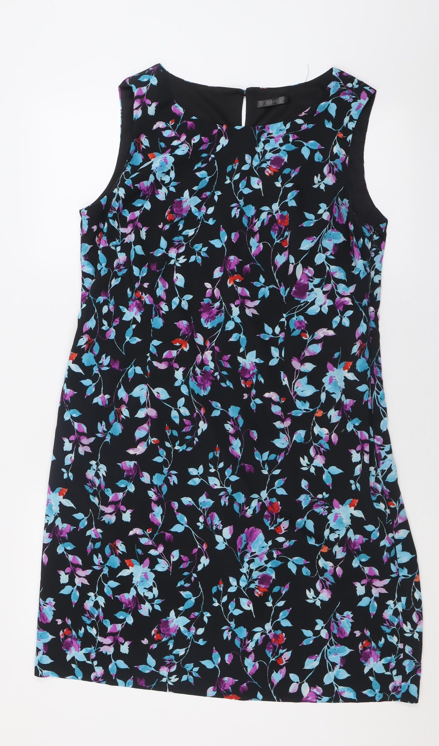 Dunnes Stores Womens Multicoloured Floral Polyester A-Line  Size 14  Boat Neck Zip