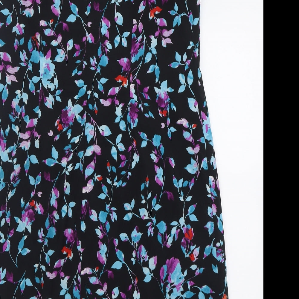 Dunnes Stores Womens Multicoloured Floral Polyester A-Line  Size 14  Boat Neck Zip