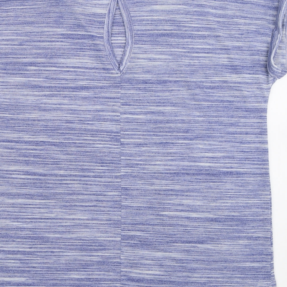 Marks and Spencer Womens Blue  Polyacrylate Fibre Basic T-Shirt Size 14 Crew Neck