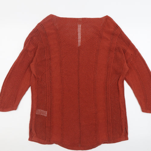 NEXT Womens Brown V-Neck  Cotton Pullover Jumper Size 14