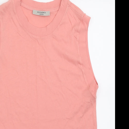 AllSaints Womens Pink  Cotton Basic Tank Size M Crew Neck