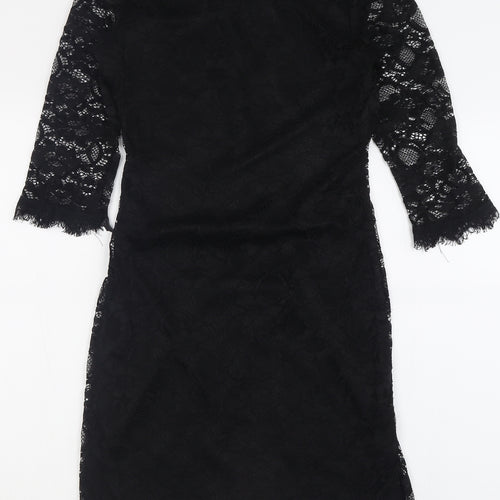 Marc Angelo Womens Black  Polyamide Bodycon  Size 12  Crew Neck Zip
