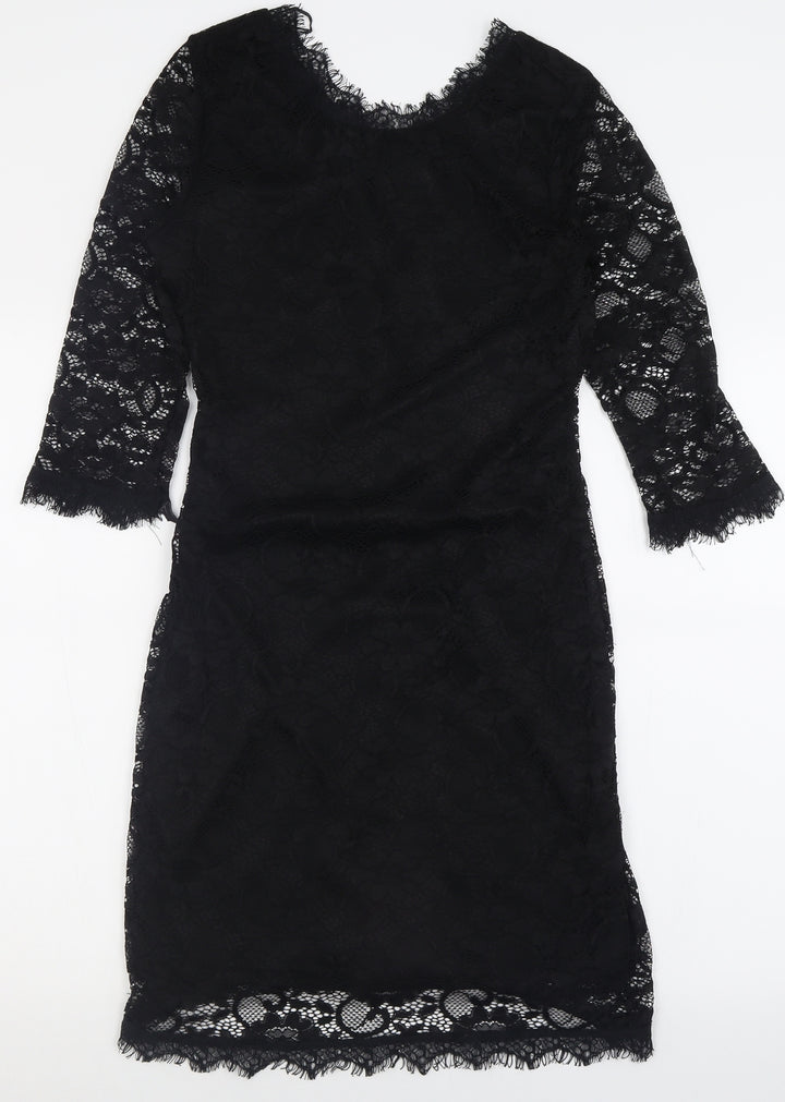 Marc Angelo Womens Black  Polyamide Bodycon  Size 12  Crew Neck Zip