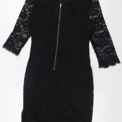 Marc Angelo Womens Black  Polyamide Bodycon  Size 12  Crew Neck Zip