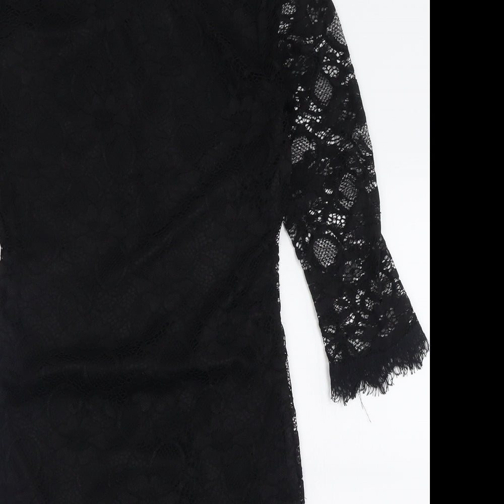 Marc Angelo Womens Black  Polyamide Bodycon  Size 12  Crew Neck Zip