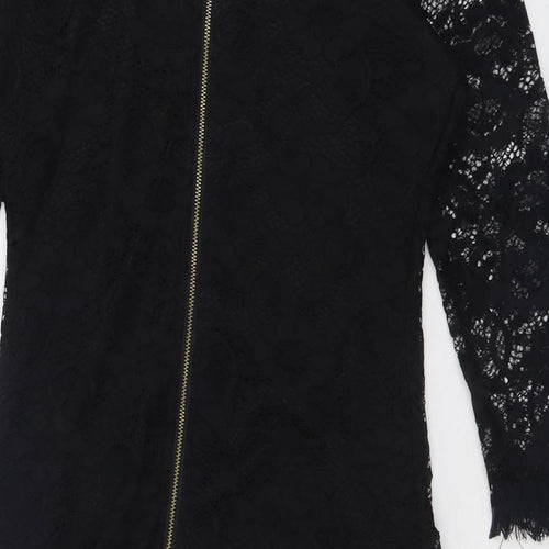 Marc Angelo Womens Black  Polyamide Bodycon  Size 12  Crew Neck Zip