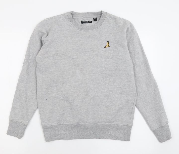 Brave Soul Mens Grey Cotton Pullover Sweatshirt Size S