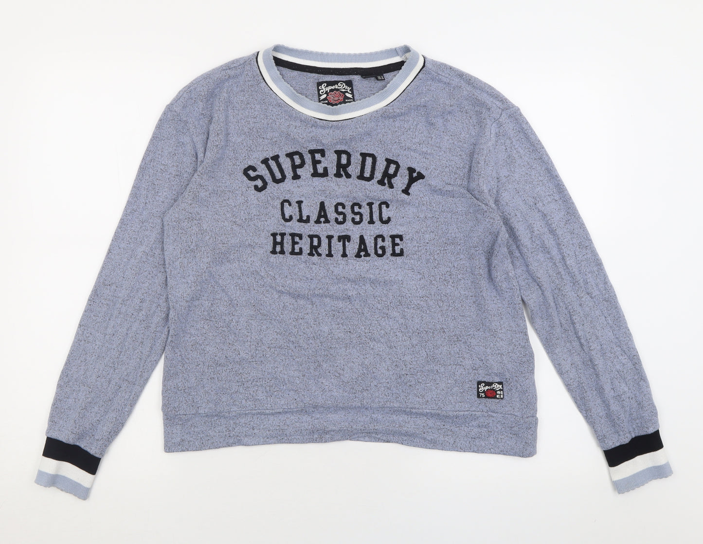 Superdry Womens Blue Crew Neck  Viscose Pullover Jumper Size 12