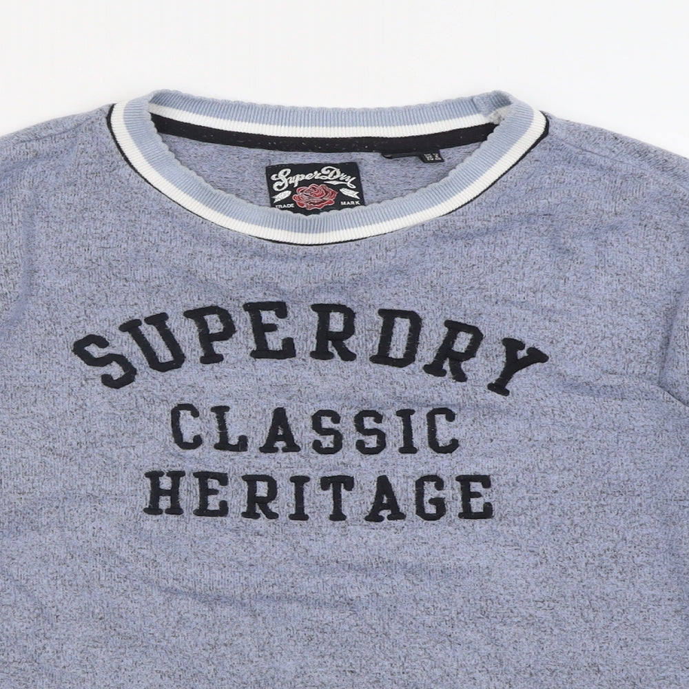 Superdry Womens Blue Crew Neck  Viscose Pullover Jumper Size 12