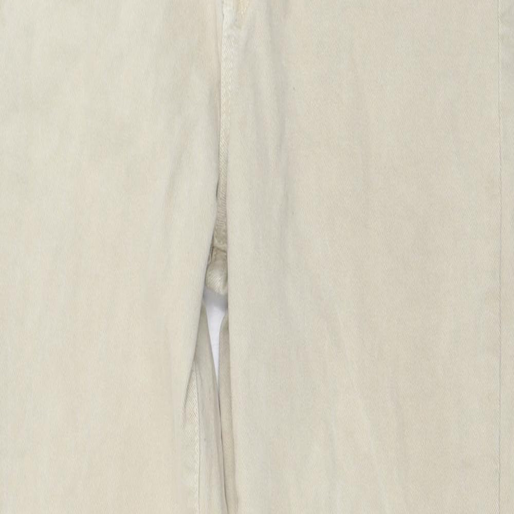 Stradivarius Womens Beige  Cotton Straight Jeans Size 14 L27 in Regular Button