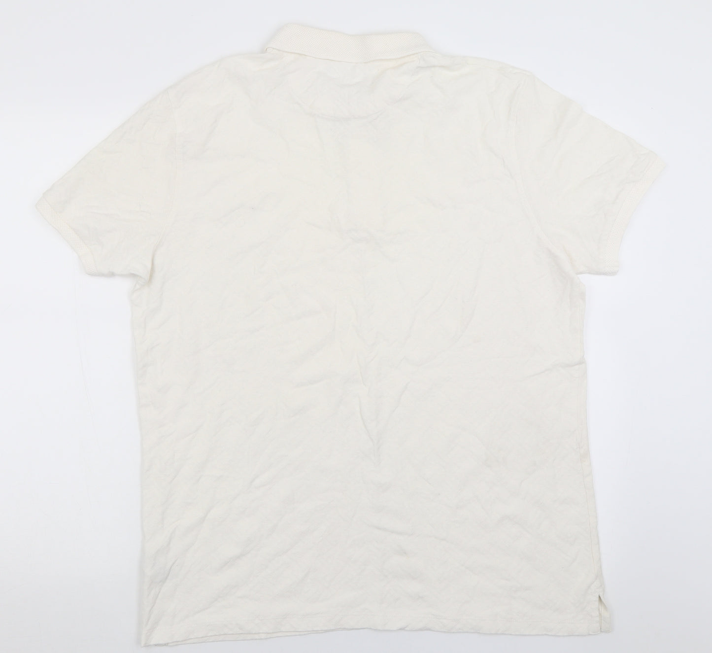 Primark Mens White  Cotton  Polo Size XL Collared Zip