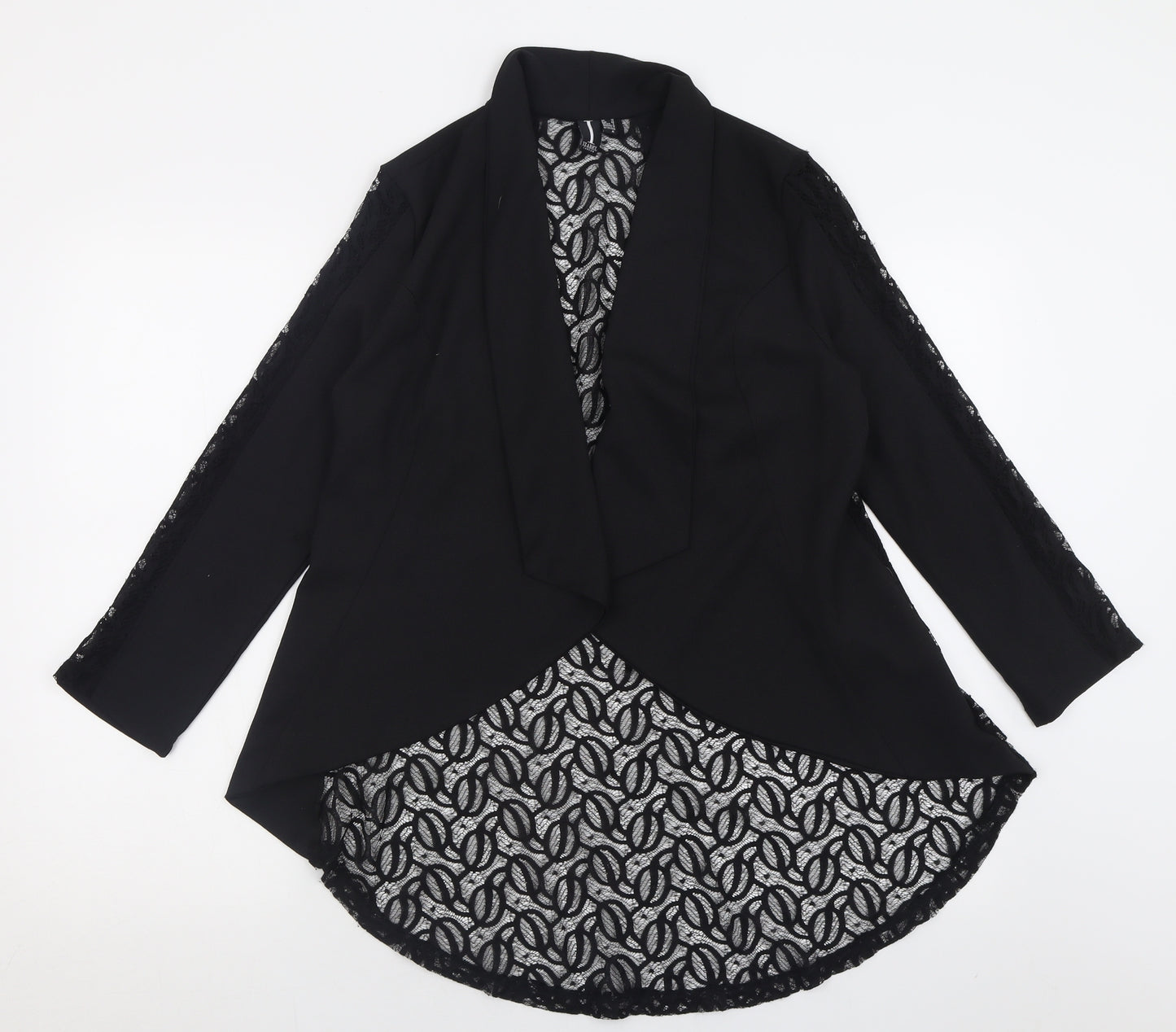 Izabel London Womens Black  Nylon Kimono Blouse Size 10 V-Neck