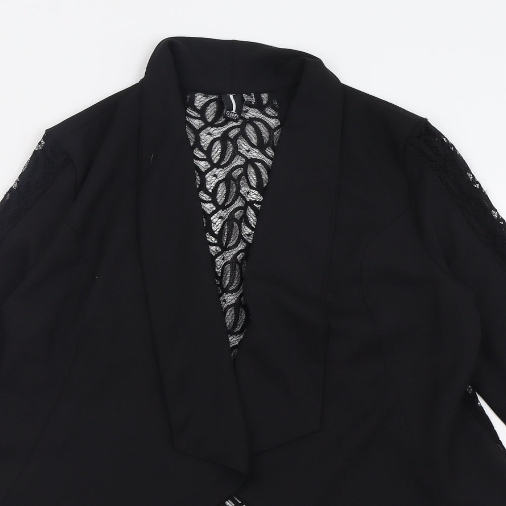 Izabel London Womens Black  Nylon Kimono Blouse Size 10 V-Neck