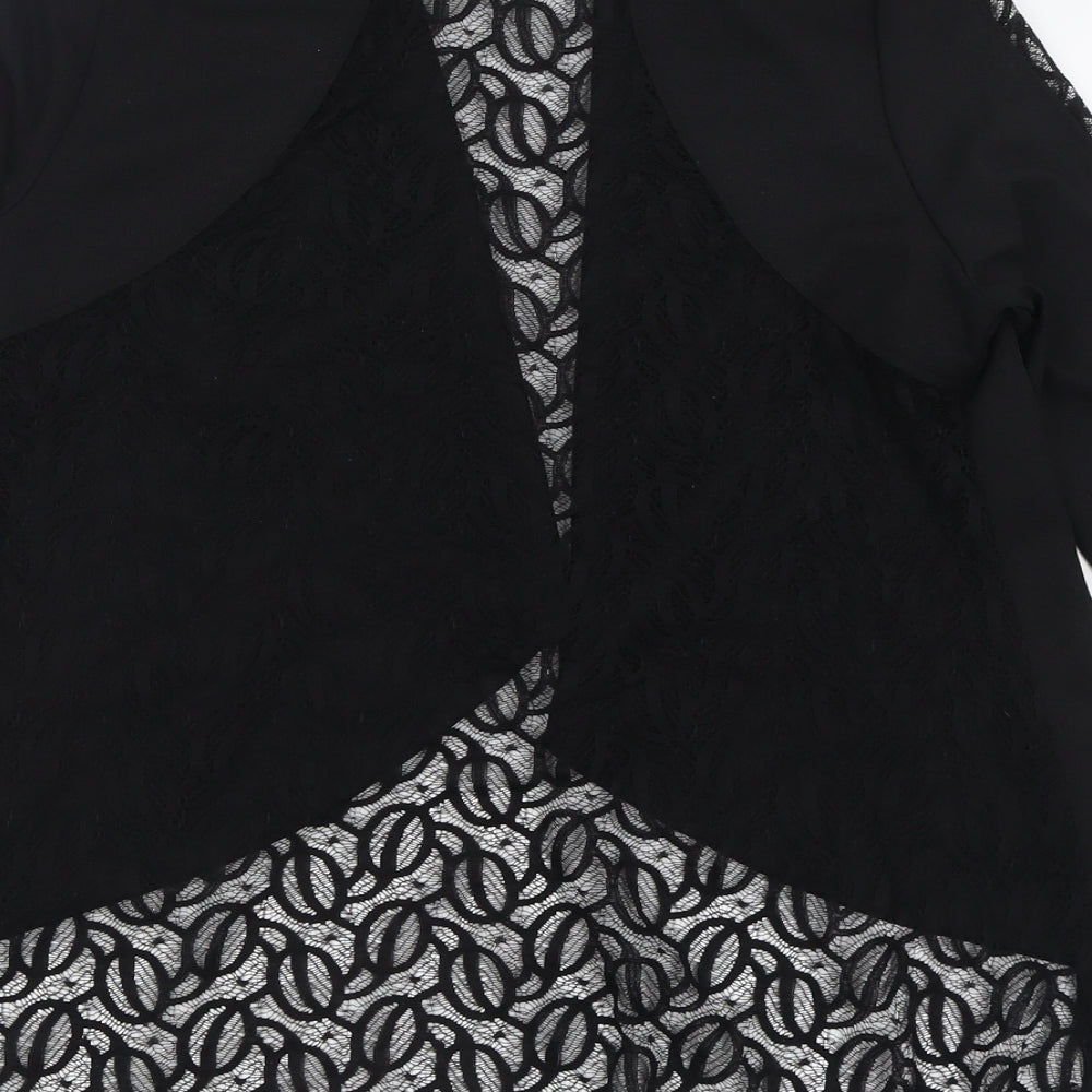 Izabel London Womens Black  Nylon Kimono Blouse Size 10 V-Neck