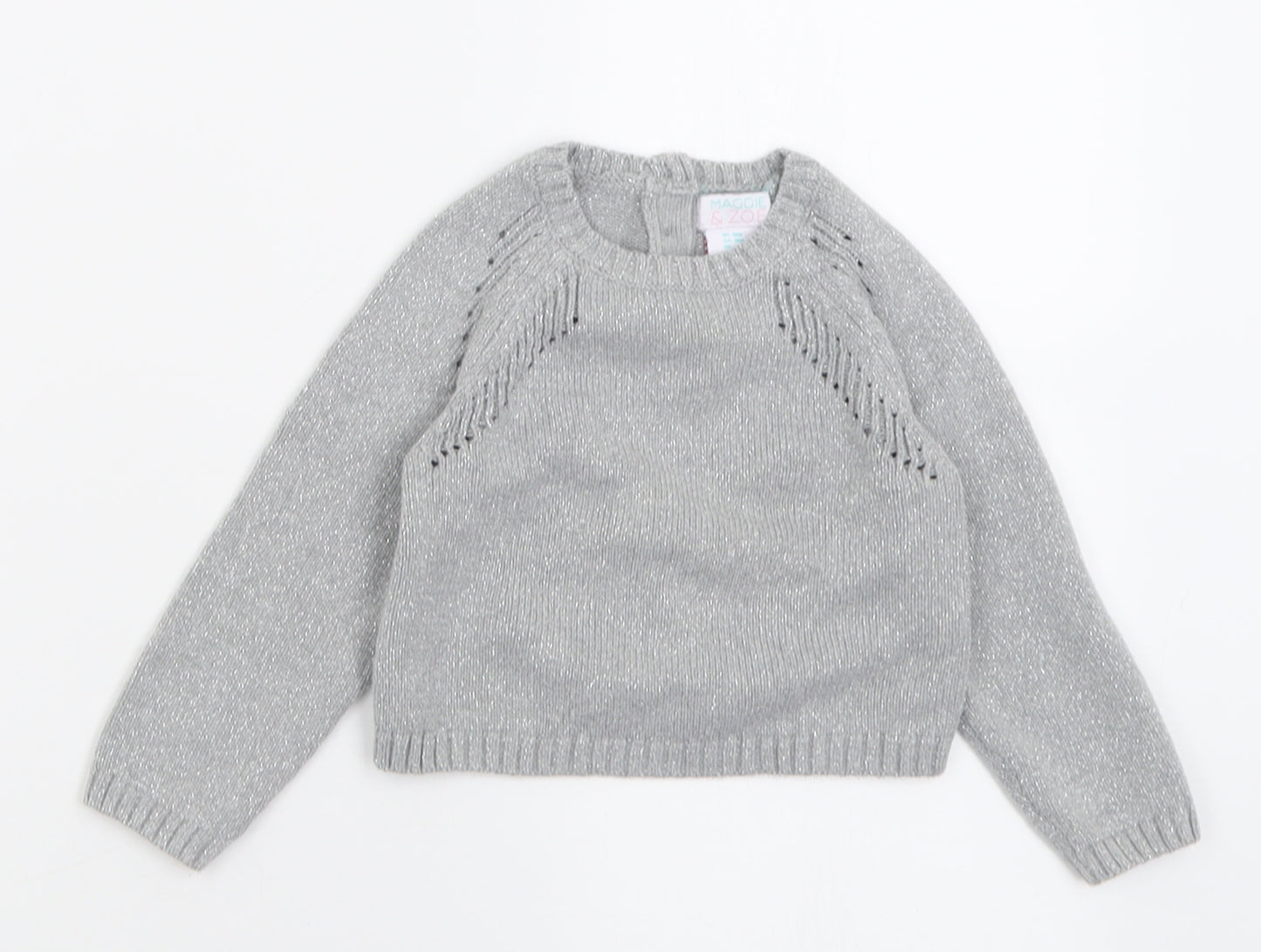 Maggie & Zoe Girls Grey  Cotton Pullover Jumper Size 12-18 Months  Button