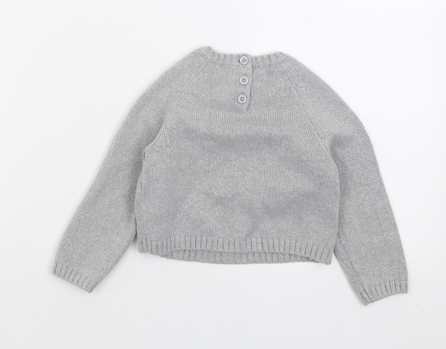 Maggie & Zoe Girls Grey  Cotton Pullover Jumper Size 12-18 Months  Button
