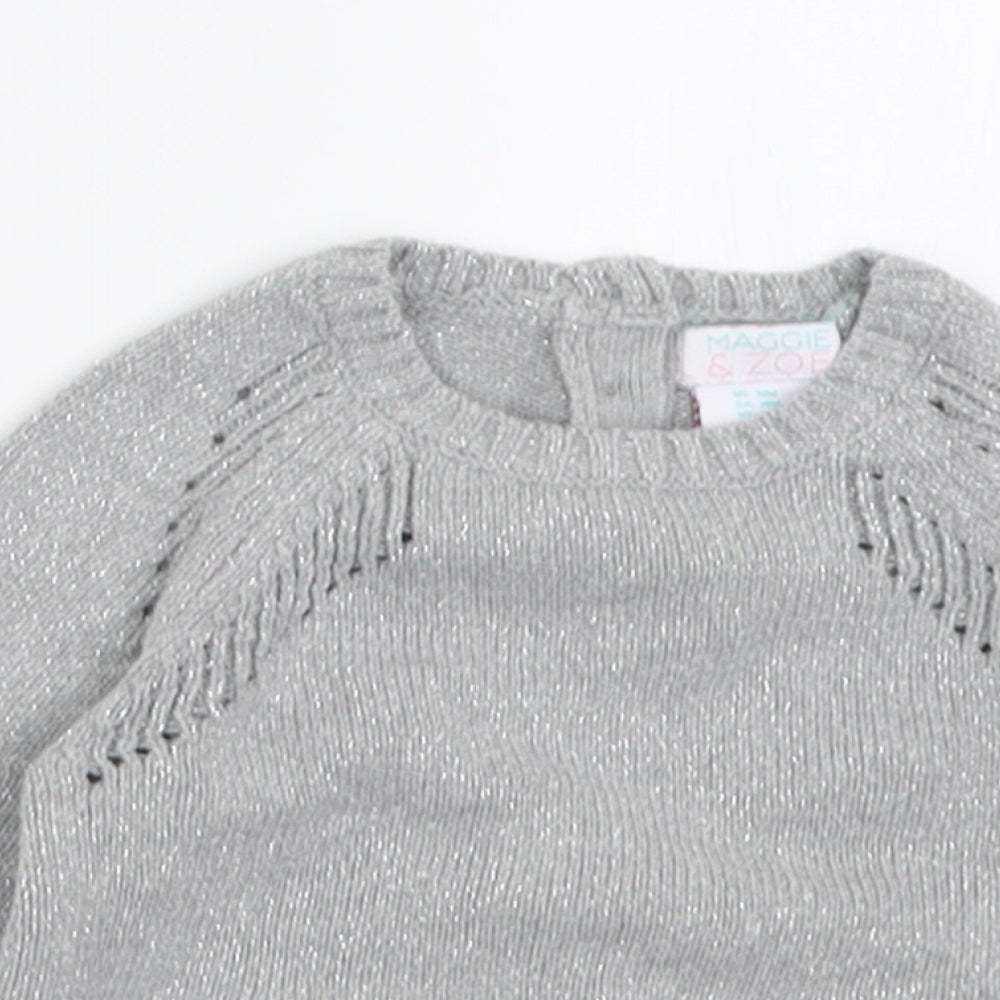 Maggie & Zoe Girls Grey  Cotton Pullover Jumper Size 12-18 Months  Button