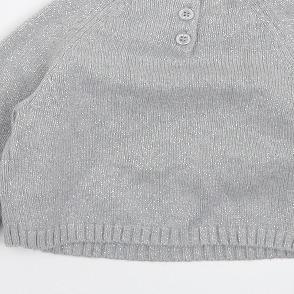 Maggie & Zoe Girls Grey  Cotton Pullover Jumper Size 12-18 Months  Button
