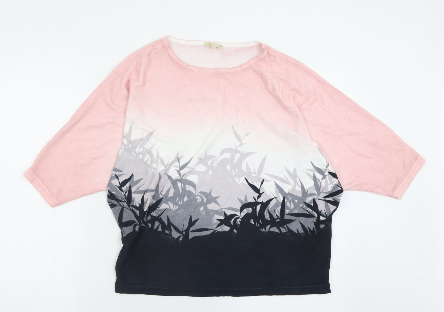 Phase Eight Womens Pink Crew Neck Geometric Viscose Pullover Jumper Size L