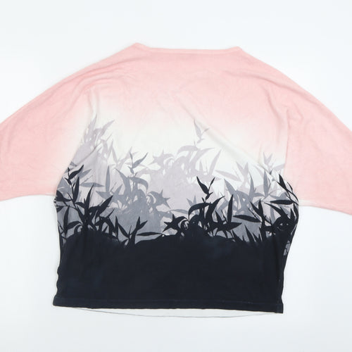 Phase Eight Womens Pink Crew Neck Geometric Viscose Pullover Jumper Size L