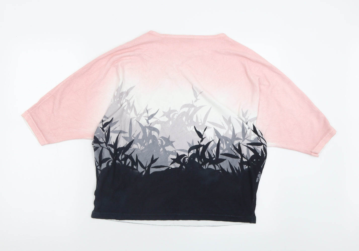 Phase Eight Womens Pink Crew Neck Geometric Viscose Pullover Jumper Size L