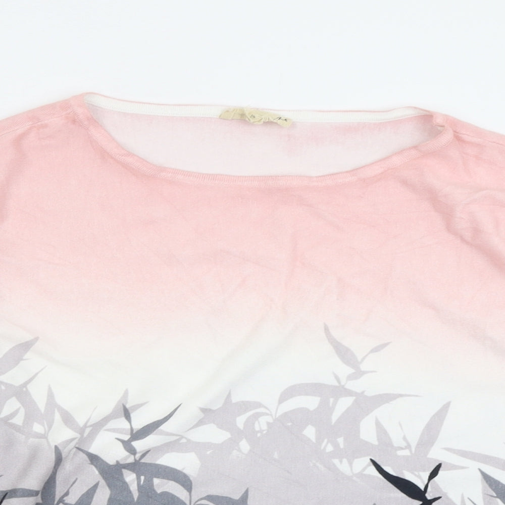 Phase Eight Womens Pink Crew Neck Geometric Viscose Pullover Jumper Size L