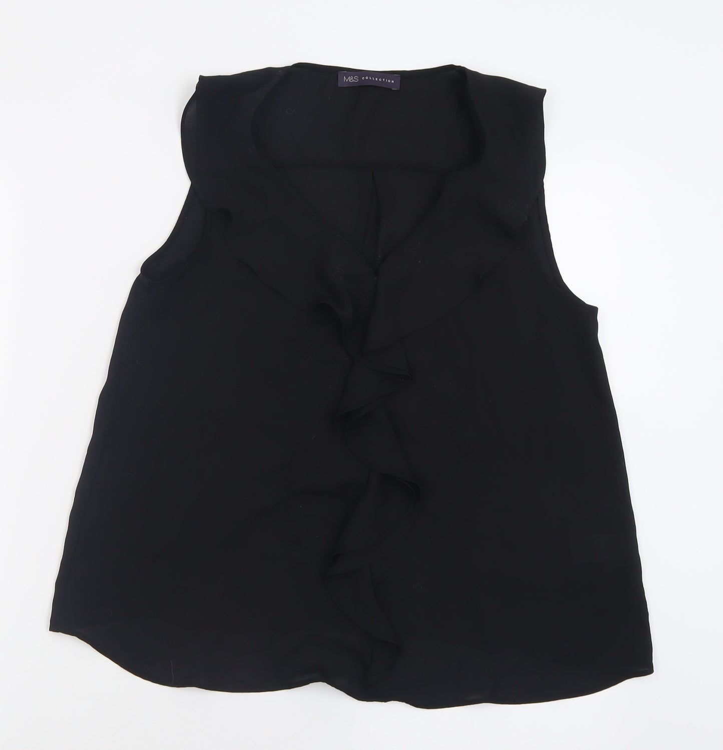 Marks and Spencer Womens Black  Polyester Basic Tank Size 10 V-Neck