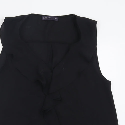 Marks and Spencer Womens Black  Polyester Basic Tank Size 10 V-Neck
