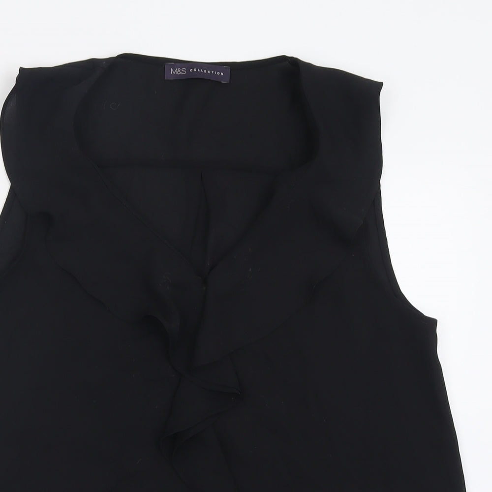 Marks and Spencer Womens Black  Polyester Basic Tank Size 10 V-Neck
