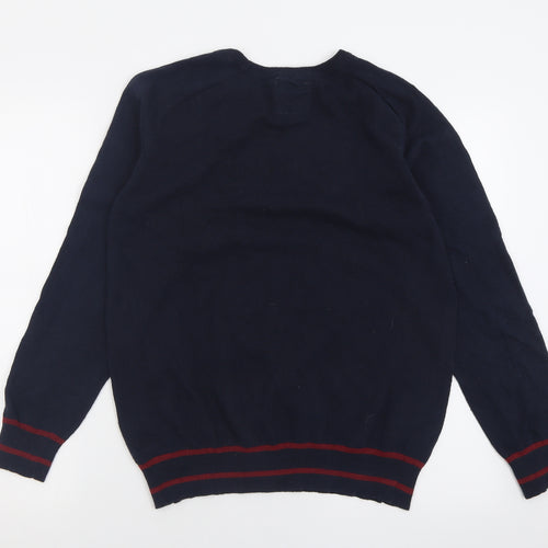 threadcare Mens Blue Crew Neck  Polyester Pullover Jumper Size M