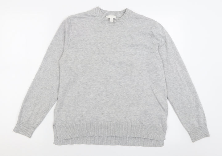 H&M Womens Grey Crew Neck  Viscose Pullover Jumper Size S