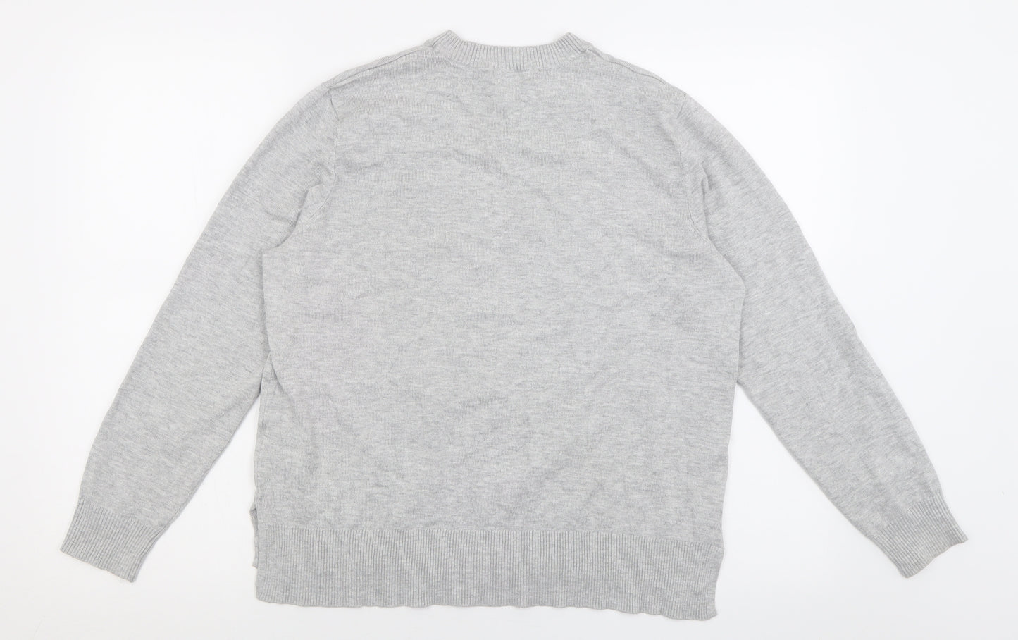 H&M Womens Grey Crew Neck  Viscose Pullover Jumper Size S
