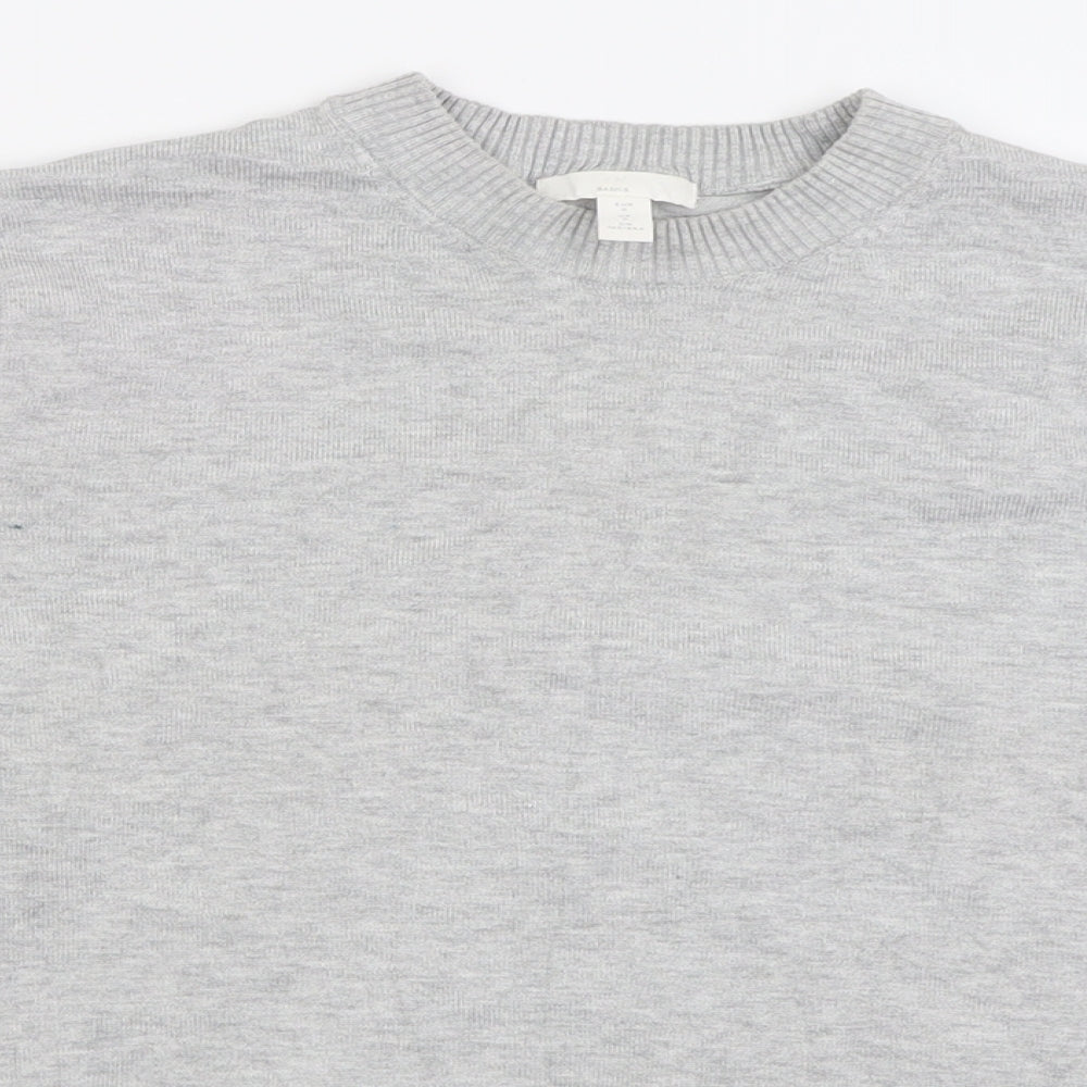 H&M Womens Grey Crew Neck  Viscose Pullover Jumper Size S