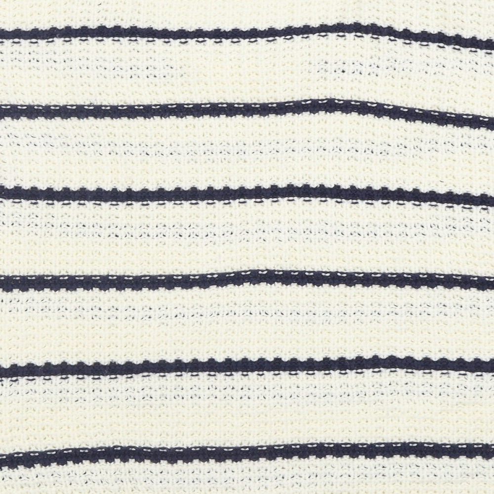 Blonde & Blonde Womens Ivory Scoop Neck Striped Acrylic Pullover Jumper Size 10