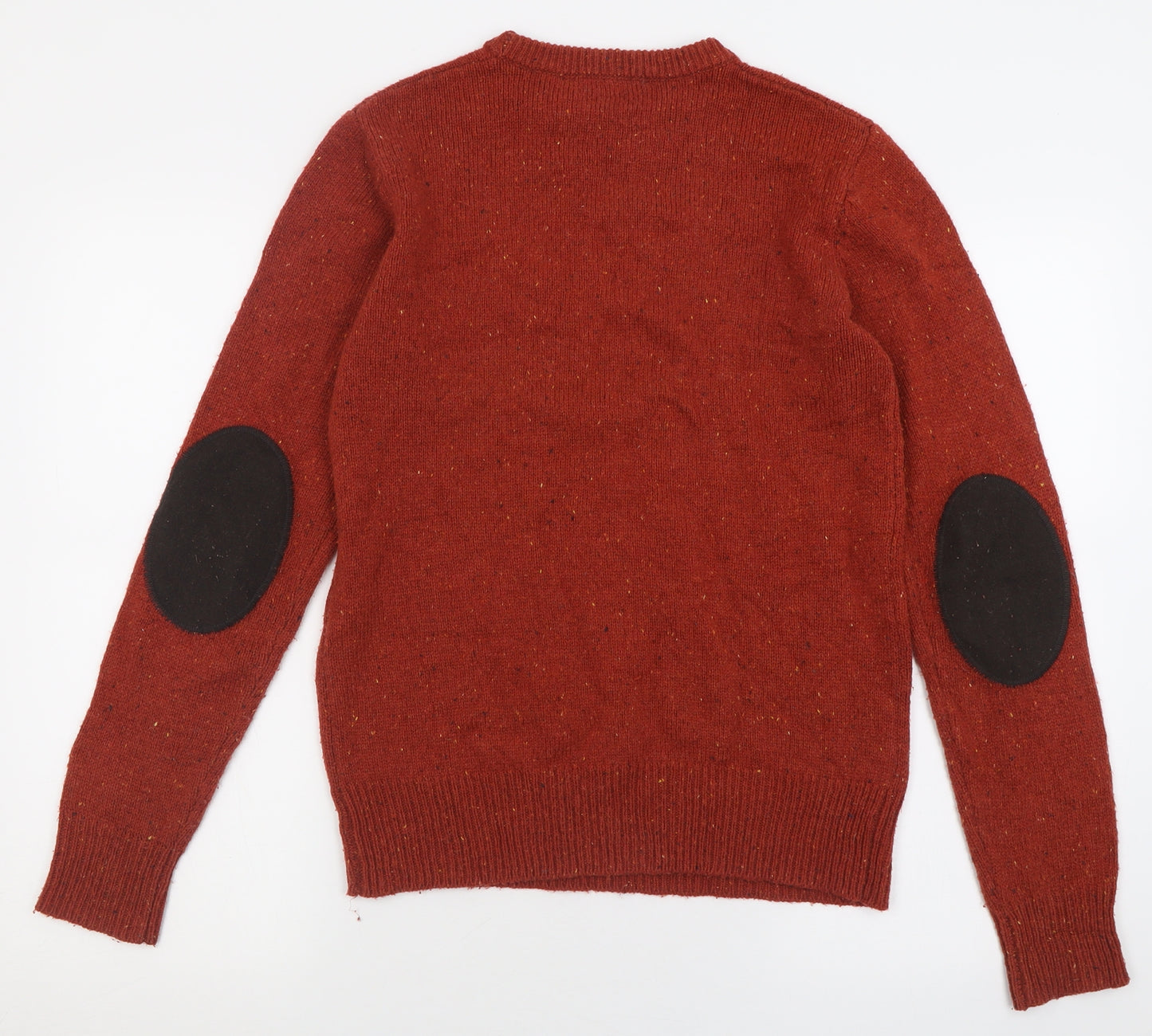 Cedar Wood State Mens Orange Crew Neck  Acrylic Pullover Jumper Size S   - Flecked