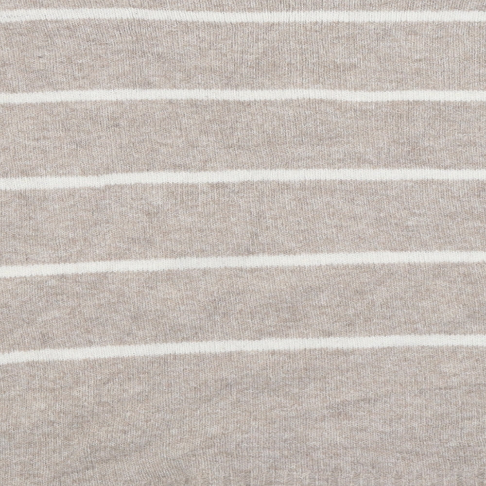 Marks and Spencer Womens Beige Crew Neck Striped Acrylic Pullover Jumper Size XL